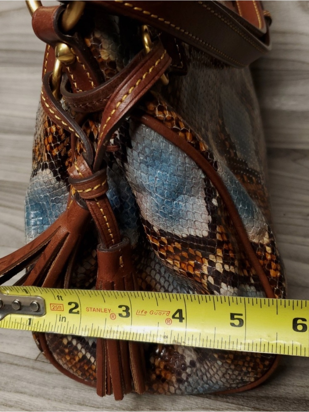 Dooney & Bourke Brown Multi Python-Print Leather Shoulder Bag - Picture 16 of 16